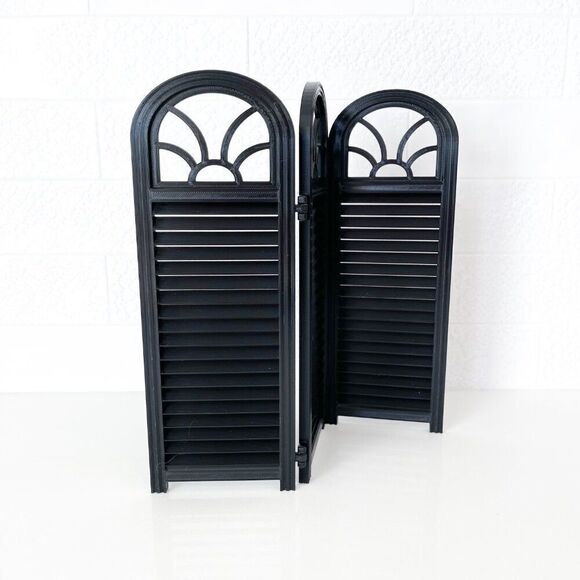 3-Panel Black Privacy Screen Dollhouse 1:6 Scale Furniture 12” Barbie Integrity - Picture 3 of 4